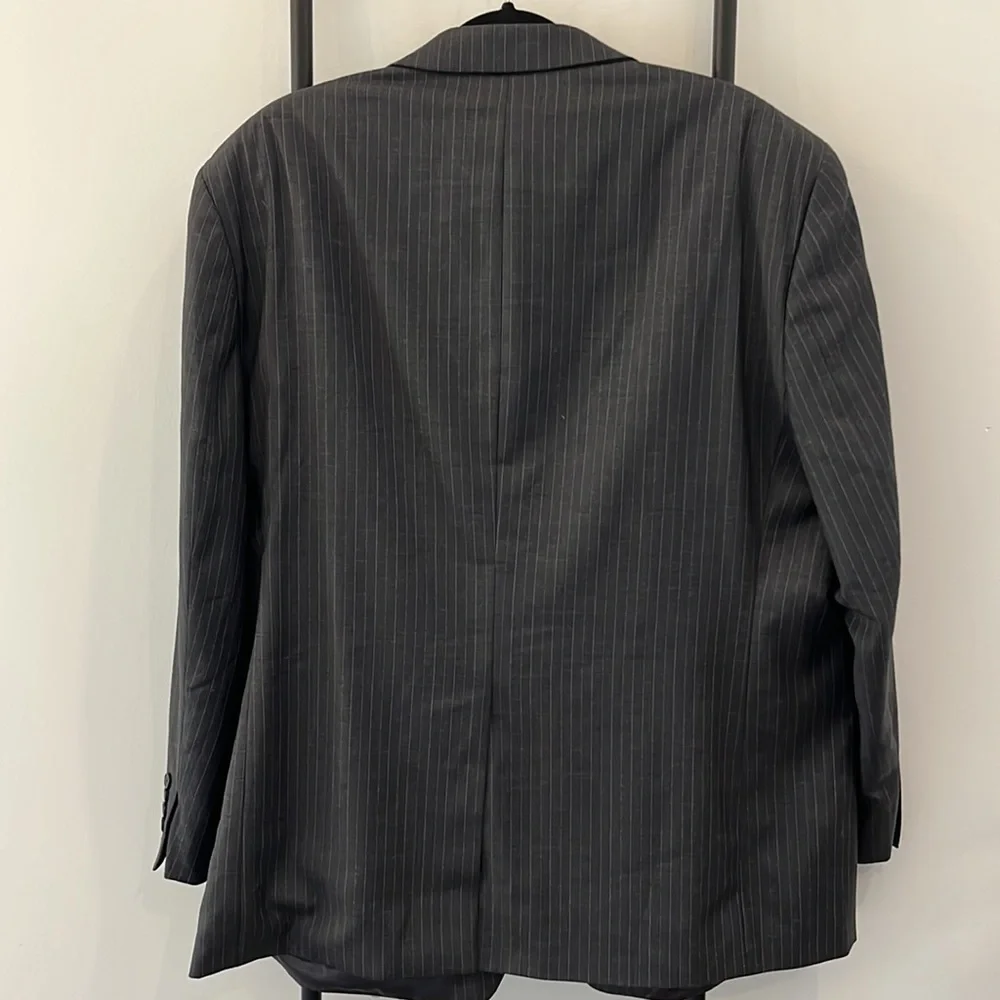 Ralph Lauren Gray Strips Blazer Wool Two Buttons Full Lining Men Size 48 R